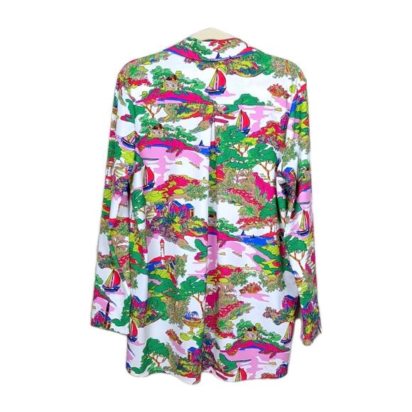 JUDE CONNALLY Hadley Tunic Popover Top Multicolor Print V-Neck Women's Large - Picture 3 of 6